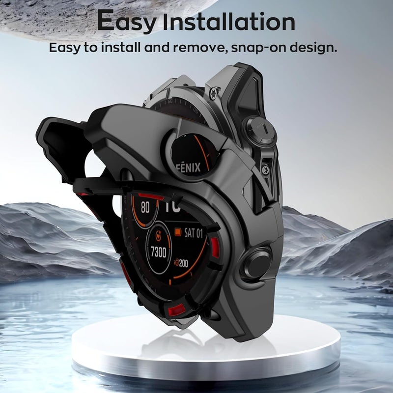 ISABAKE Case Cover Compatible with Garmin Fenix 8 51MM Sloar, Soft and Flexible Anti Drop TPU Bumper Frame Rugged Replacement Protective Cases for Garmin Fenix 8 51MM Solar - Image 5